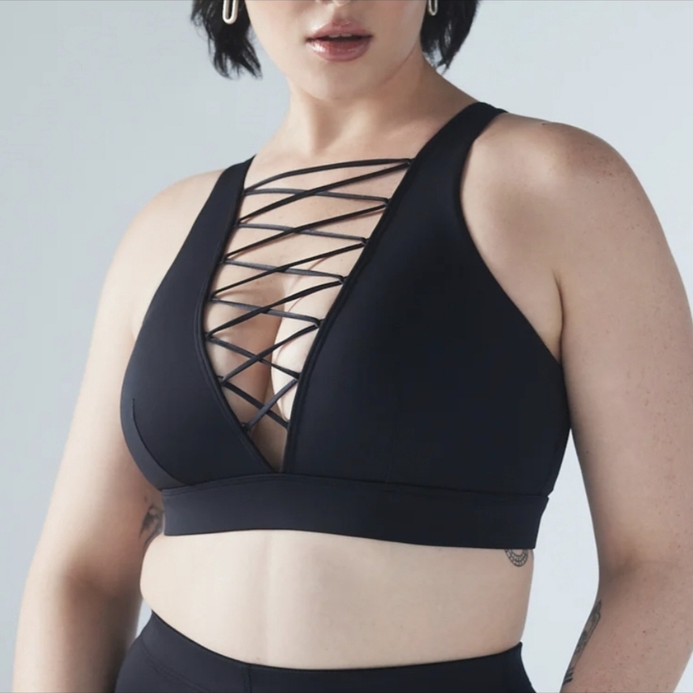Black Lace-Up Women's Bralette
